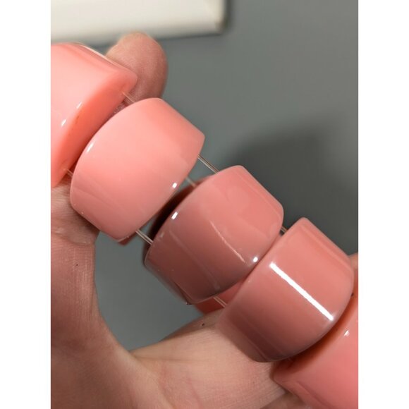 Plunder Pink Acrylic Chunky Bead Stretch Bracelet Boho Coastal Beach 7 in - Picture 6 of 8